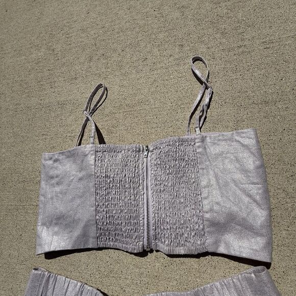 Jason Wu Lavender 2 Piece Wide Leg Pleated Pant Bow Crop Top NWT $425 Medium - Picture 9 of 14